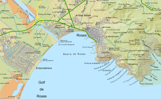 Carte Rosas espagne costa brava